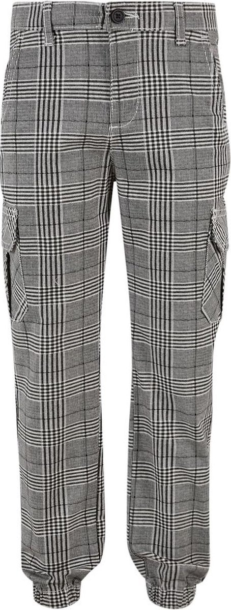 Urban Classics AOP Glencheck Jog Kinder Cargobroek Kids 134/140 Zwart