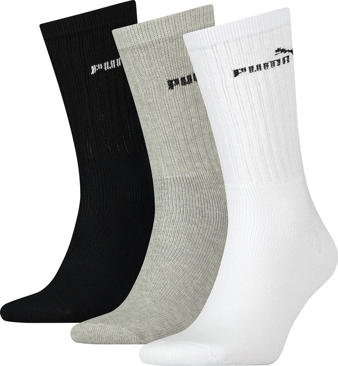 PUMA Unisex – 46 cm Sokken voor Heren /Dames Sport Regular Heren sokken 3 pack /Witte Zwart