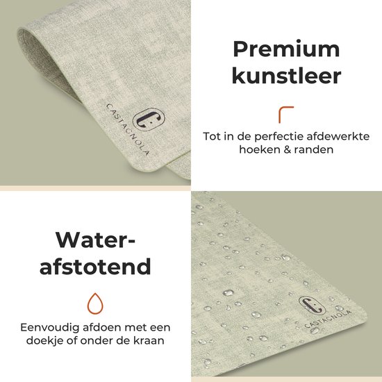 Napperons de table aspect cuir Castagnola - Set de table antidérapant en similicuir - Dessous de verre hydrofuge - Dessous de verre - Napperons en plastique - 6 pièces - 45 x 30 cm - Vert chiné