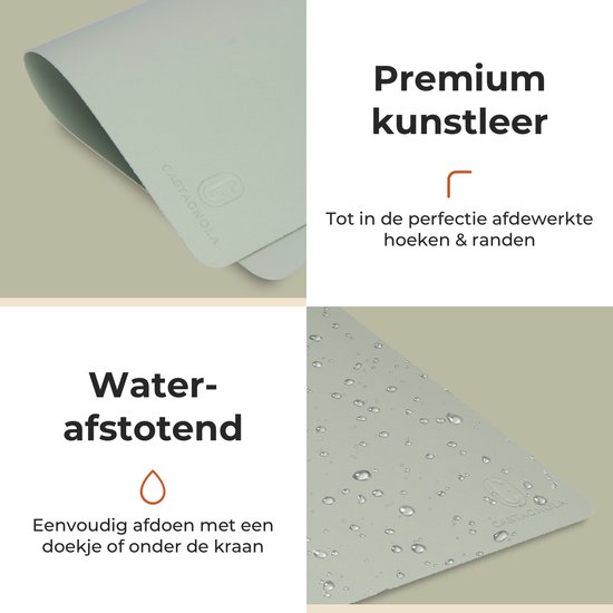 Napperons de table aspect cuir Castagnola - Set de table antidérapant en similicuir - Sous-couche hydrofuge - Dessous de verre - Napperons en plastique - 6 pièces - 45 x 30 cm - Vert clair