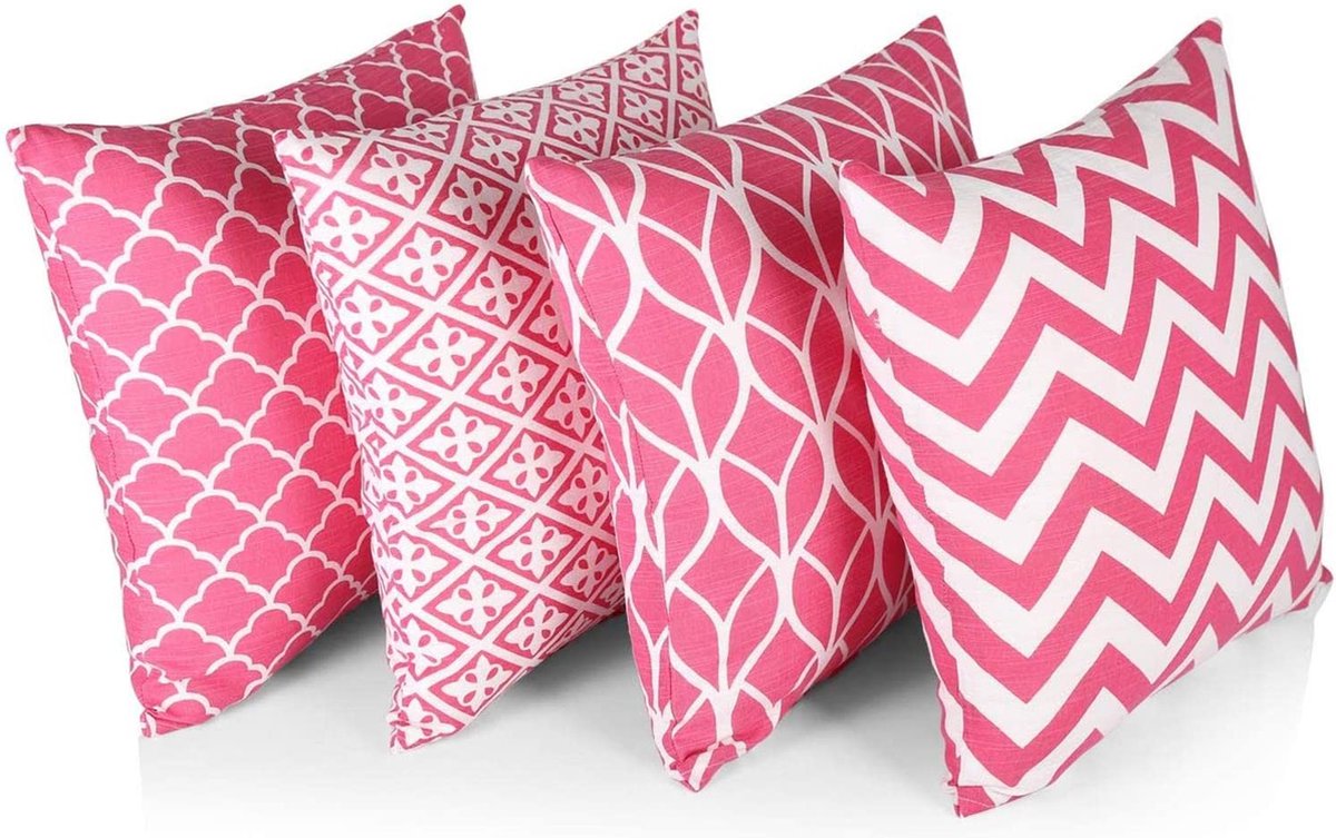 La'Moussawi ® Stijlvolle Set van 4 Decoratieve Roze Kussenhoezen voor Woonkamer en Slaapkamer, 45x45 cm