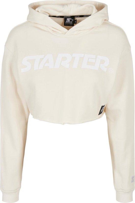 Urban Classics Crop Hoodie -L- Logo palewhite Wit