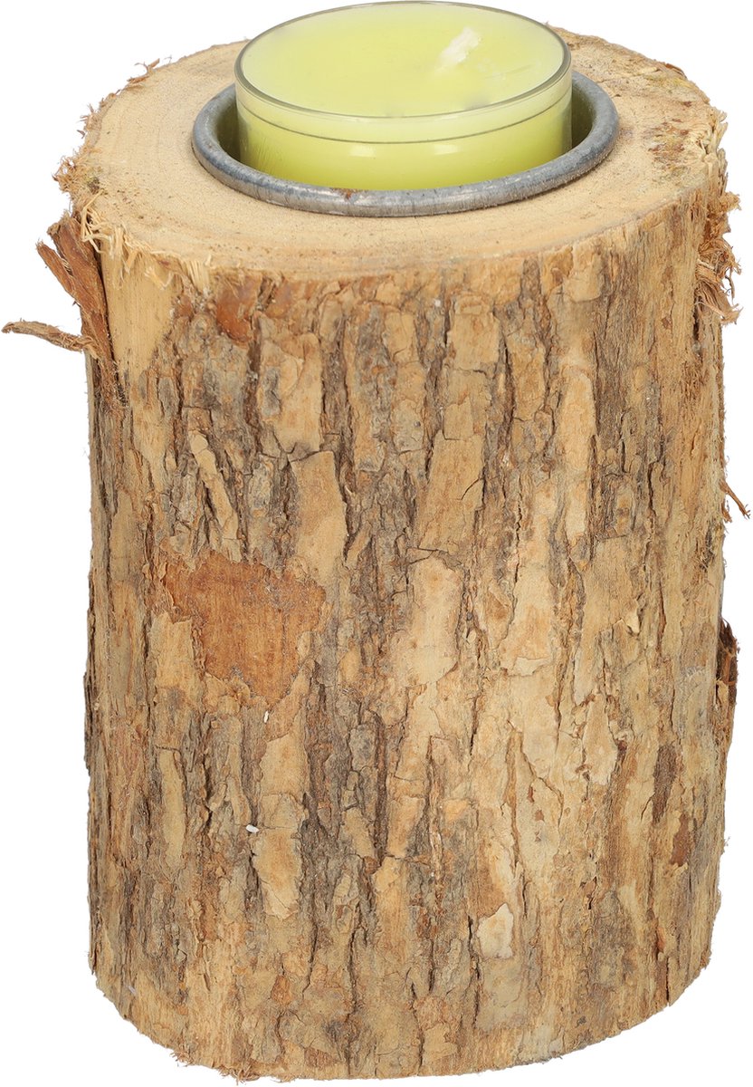 Kaarsenhouder - Kaarshouder van hout - Kaarsenhouders - Leuk voor decoratie - Kaarsen houder - Sfeermaker - Gemaakt van boomstam - Natuurlijk design - Houtkleur