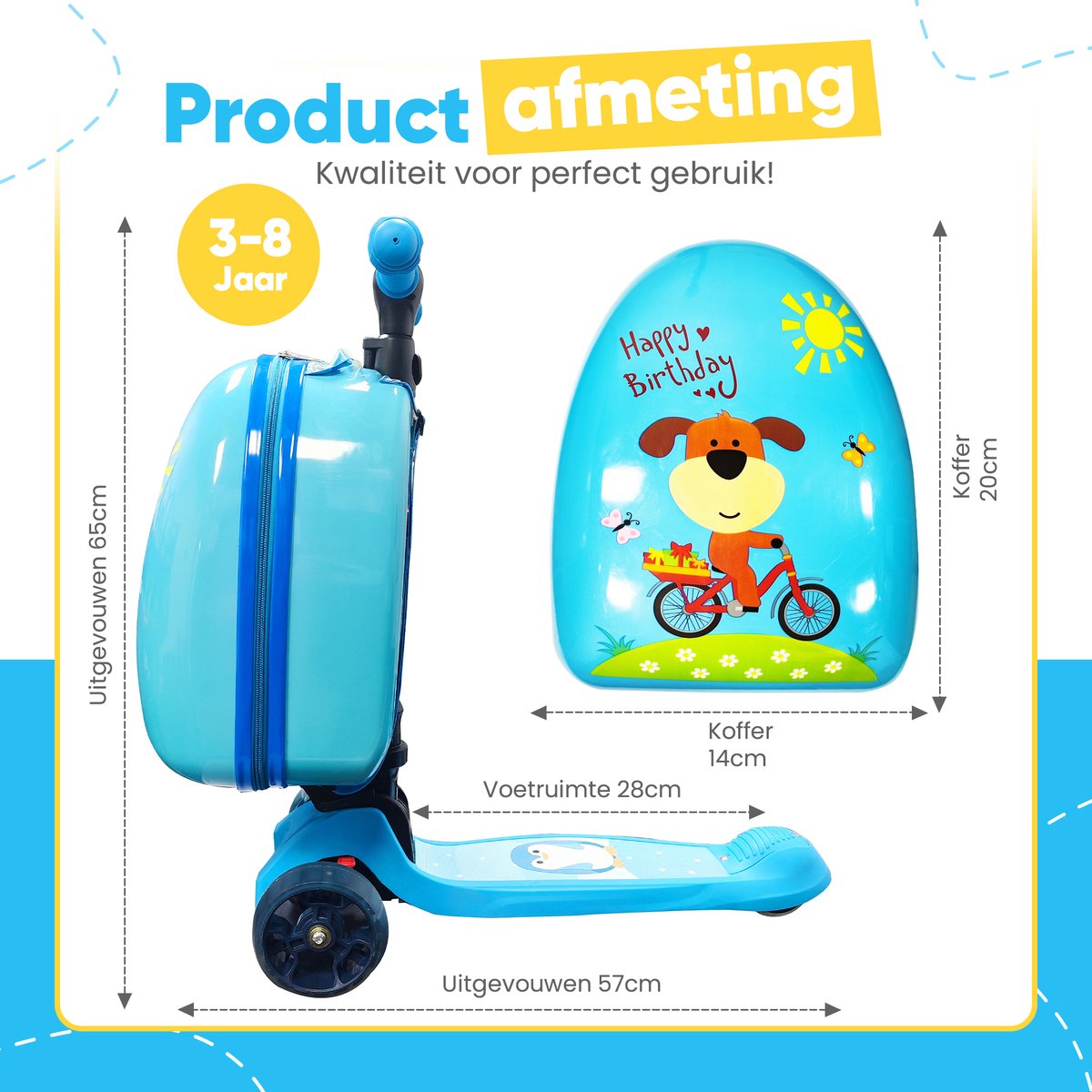 Roll Road Happy hardcase koffer voor kinderen, zijdelingse