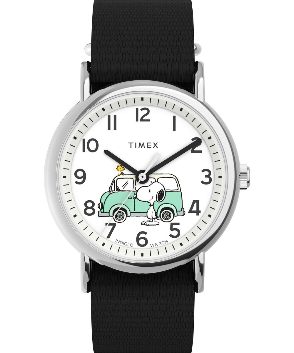 Timex Peanuts Weekender TW2Y11800 Horloge - Textiel - Zwart - Ø 38 mm