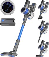 Bol.com Auronic Steelstofzuiger - Draadloos - Zelfstaande Stofzuiger - Zonder Zak - 350W - Extra Accu - Vacuum Cleaner - Grijs/B... aanbieding