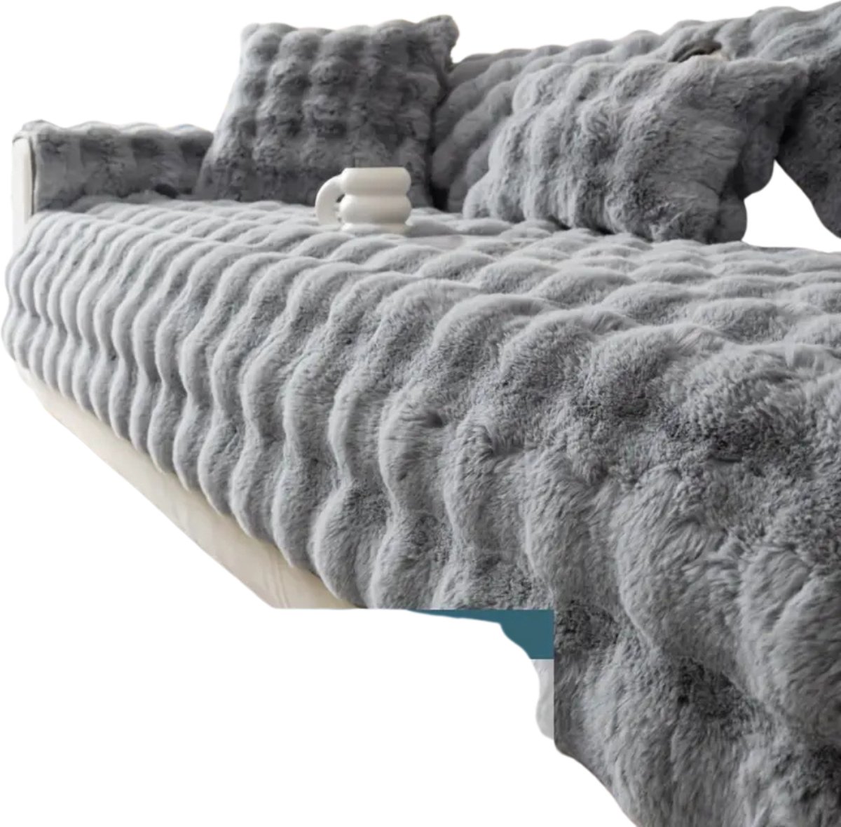 Livano Bankhoes - Bankbeschermer - Stretch - Sofa Cover - Pluche - Lichtgrijs - Rugleuning 70x70