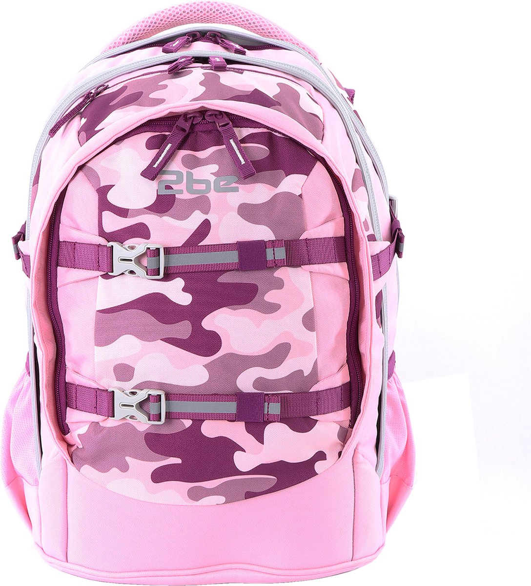 2be Schoolrugzak met 15 inch laptopvak Roze - Roze Bourgondië
