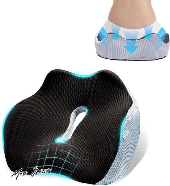 HOMCA Orthopedisch donutvormig zitkussen van traagschuim, ergonomisch stuitbeenkussen, voor rolstoelen, auto's en bureaustoelen, verhoogt het comfort