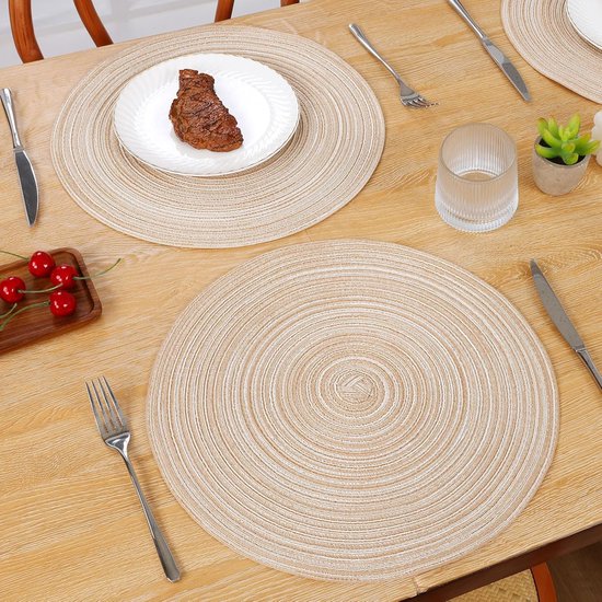 fanquare Gouden Ronde Placemats Metallic Glanzende PVC
