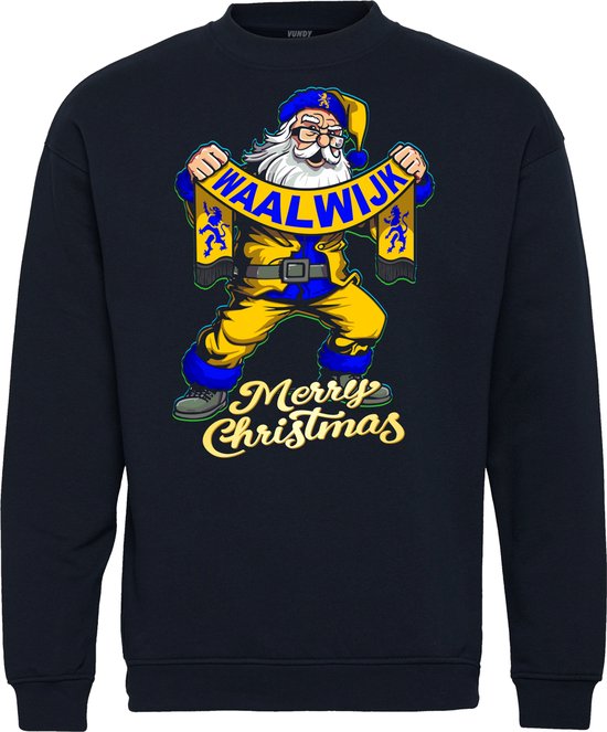 Kersttrui Kerstman Waalwijk | Foute Kersttrui Dames Heren | Kerstcadeau | RKC Waalwijk supporter | Navy | maat L