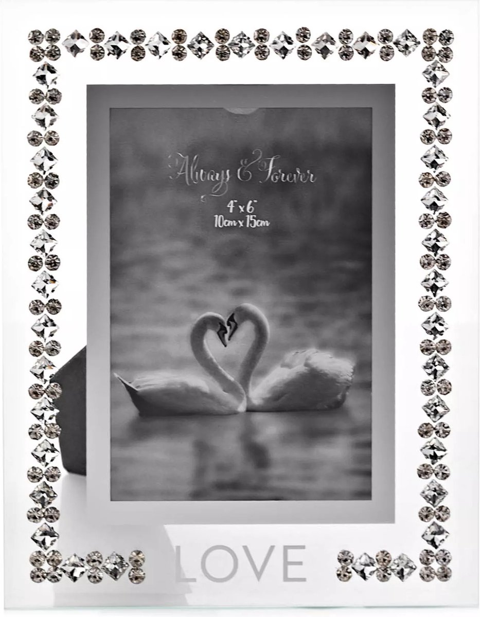 Always & Forever - Fotolijstje met kristallen rand - 10 x 15 cm - 'LOVE' - Widdop and Co
