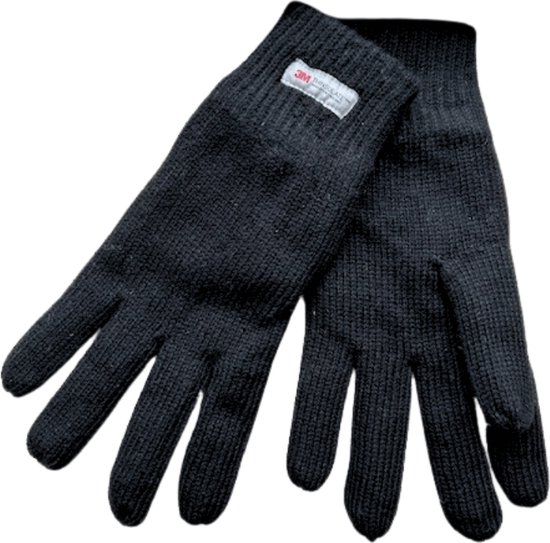 Heren handschoenen - Winter handschoen - Thinsulate - Wol - Zwart - One size - Maat L / XL