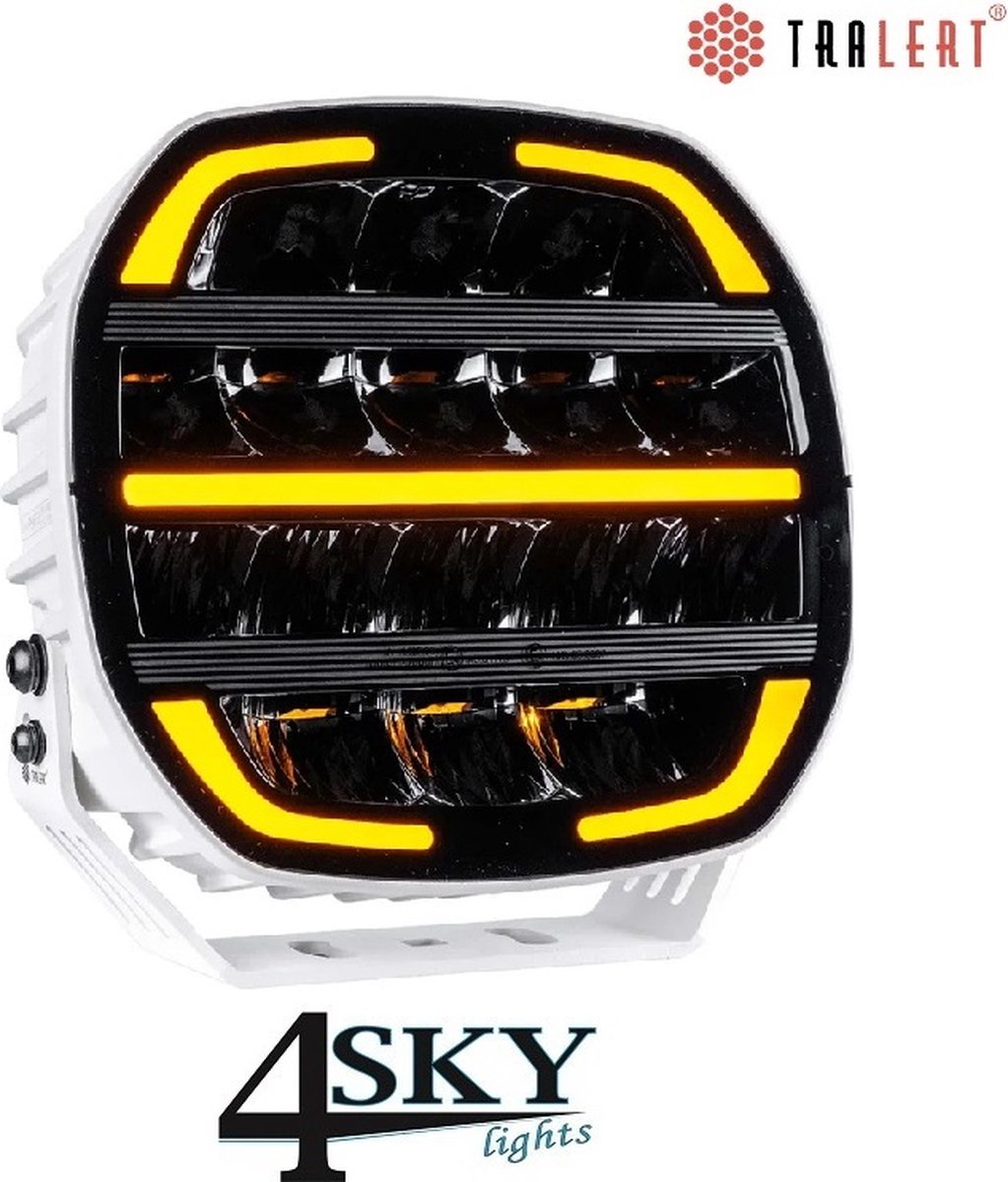 Phantom white Led verstraler 160 watt 16.000 Lumen met positielicht amber/wit en DARK look lens