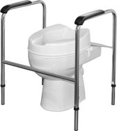 Toiletframe met toiletverhoger 10 cm - frame RVS gepolijst