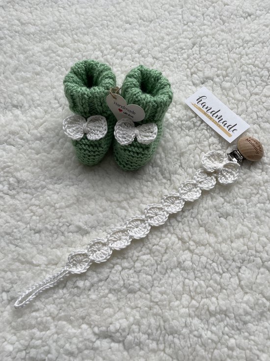 Maminobaby.nl baby geschenkset jongens/meisjes | Kerst | Handgemaakt | Babyslofjes | Speenkoord | Kraamcadeu | Babyshower — afbeelding 5