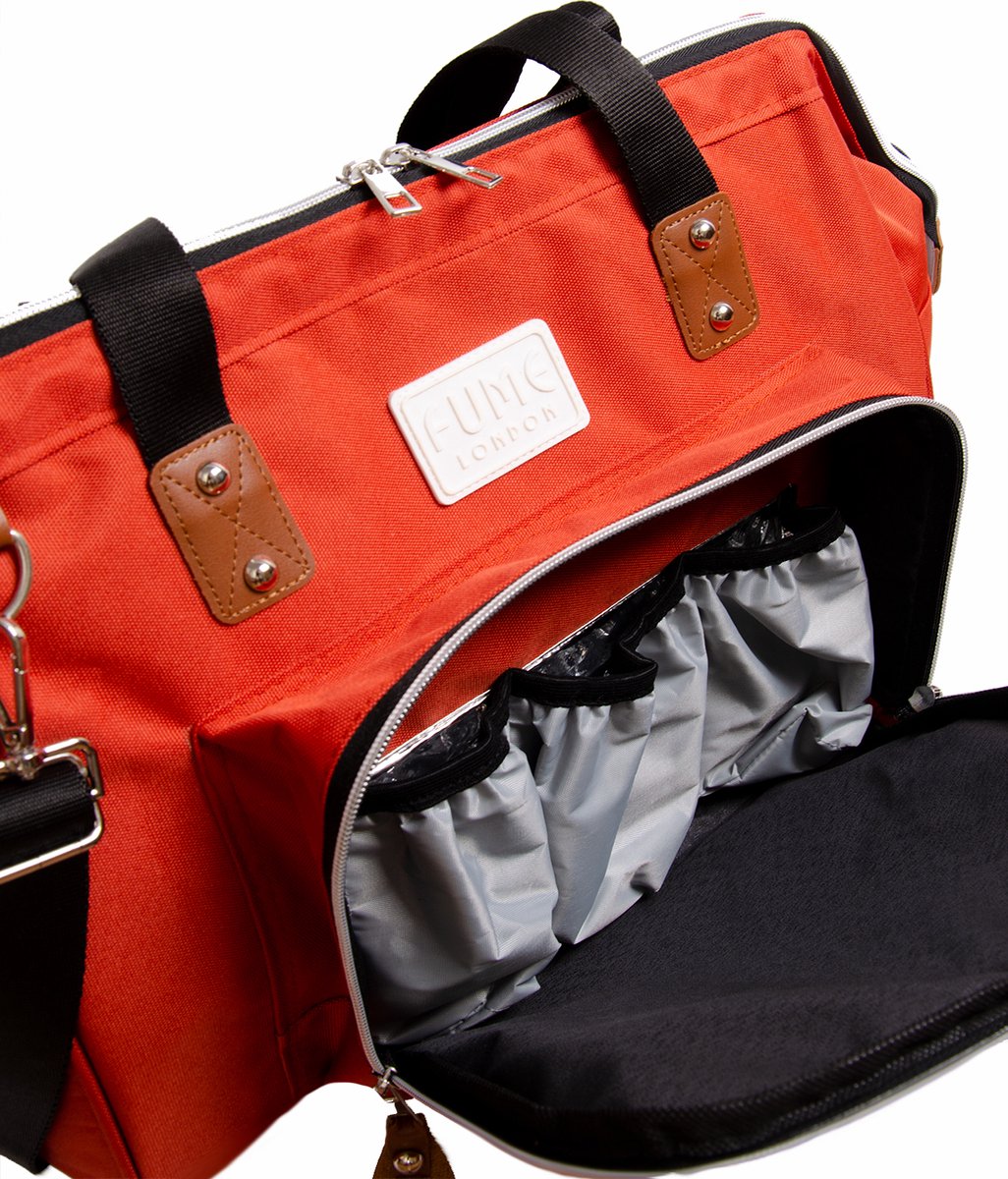 Fume London - Baby Bag - Mom Bag - Luiertas Oranje Rood- Verzorgingstas Weekendtas met isoleervakken Diaper bag - Opzettas Reistas - Kraamcadeau Schoudertas - Schooltas - Waterproof FB3209 – foto 4