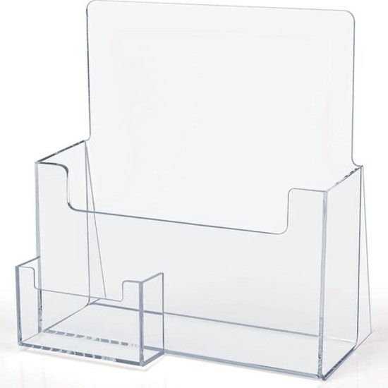 Porte-flyer A5 Transparent Avec Porte-carte De Visite - Support De Comptoir/bureau Pour Brochures, Menus, Dépliants