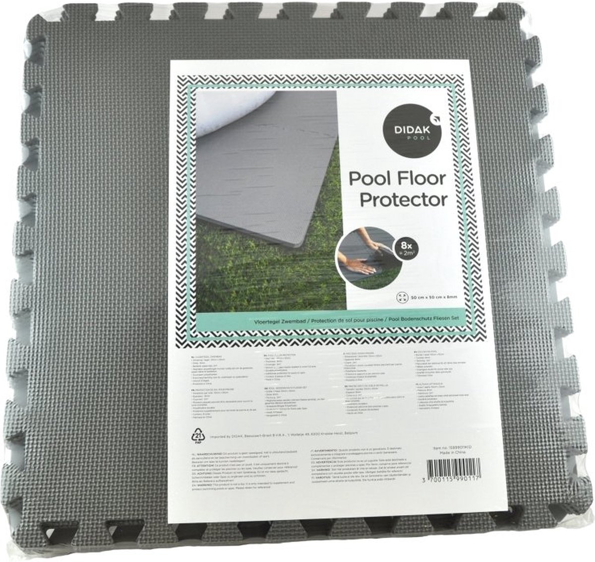 Didak Pool Vloertegels - 50x50x0,8 Cm - Donkergrijs - 8 Stuks