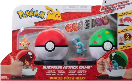 Pokémon Surprise Attack Game Chimchar with Poké Ball vs. Wynaut with Friend Ball