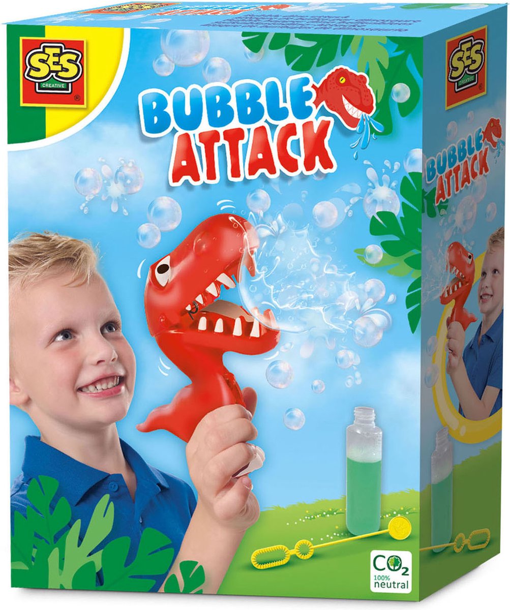 SES - Bubble Happer Dino - sterk bellenblaassop - goed uitwasbaar - met happende dino