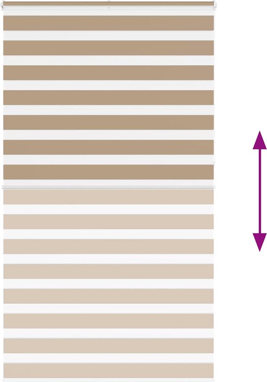 vidaXL - Zebra - Store - 125x230 - cm - largeur du tissu - 120,9 - cm - polyester - marron sable