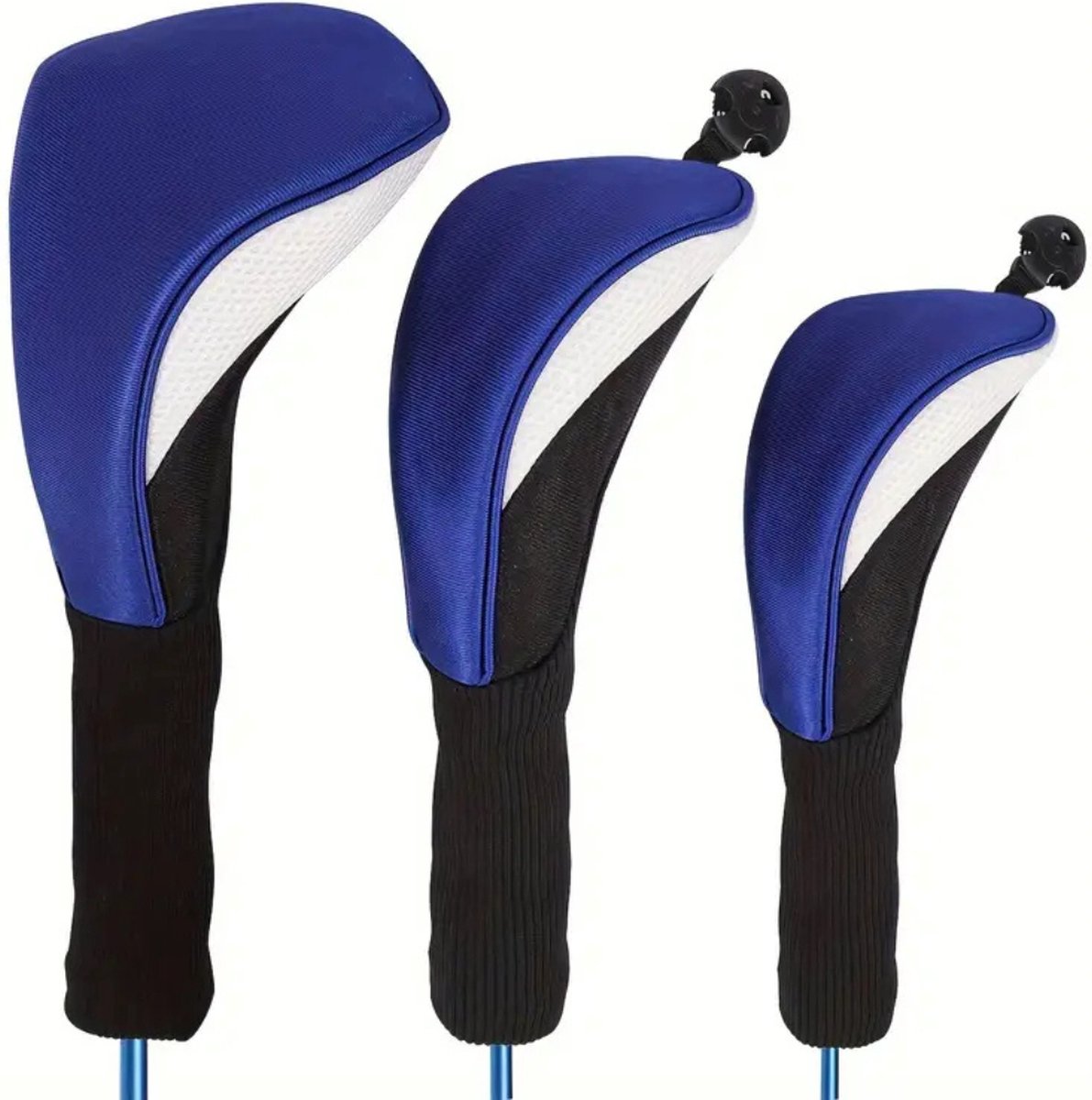 Livano Golfclub Headcover - Covers - Beschermers - Golfset - Blauw & Wit - 3 Stuks