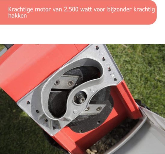 Hakselaar Versnipperaar - Hakselaar Electrisch 2,500 Watt - Takken Versnipperaar Met 45 Liter Opvangzak - Takkenversnipperaar incl. Veiligheidsbril & 2x Reservemesjes - Shredder van Merkloos	 — afbeelding 2