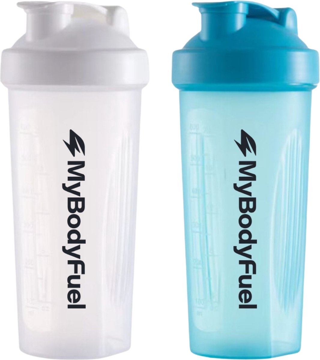 Goedkoopste MyBodyFuel - Shakebeker - Proteïne Shaker - inclusief mixfilter - Wit en Blauw - Set van 2 stuks - Shakebeker 700 ml - BPA vrij