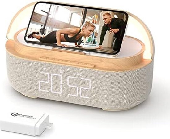 EZVALO Radiowecker mit Ladefunktion, Radiowecker Funkuhr Digital 4 in 1 mit 15W Wireless Charger Qi, 3 Modi RGB Nachtlicht, Bluetooth Lautsprecher 5.0, Geschenke für Frauen Männer EZVALO Radiowecker mit Ladefunktion, Radiowecker Funkuhr Digital 4 in 1 mit 15W Wireless Charger Qi, 3 Modi RGB Nachtlicht, Bluetooth Lautsprecher 5.0, Geschenke für Frauen Männer