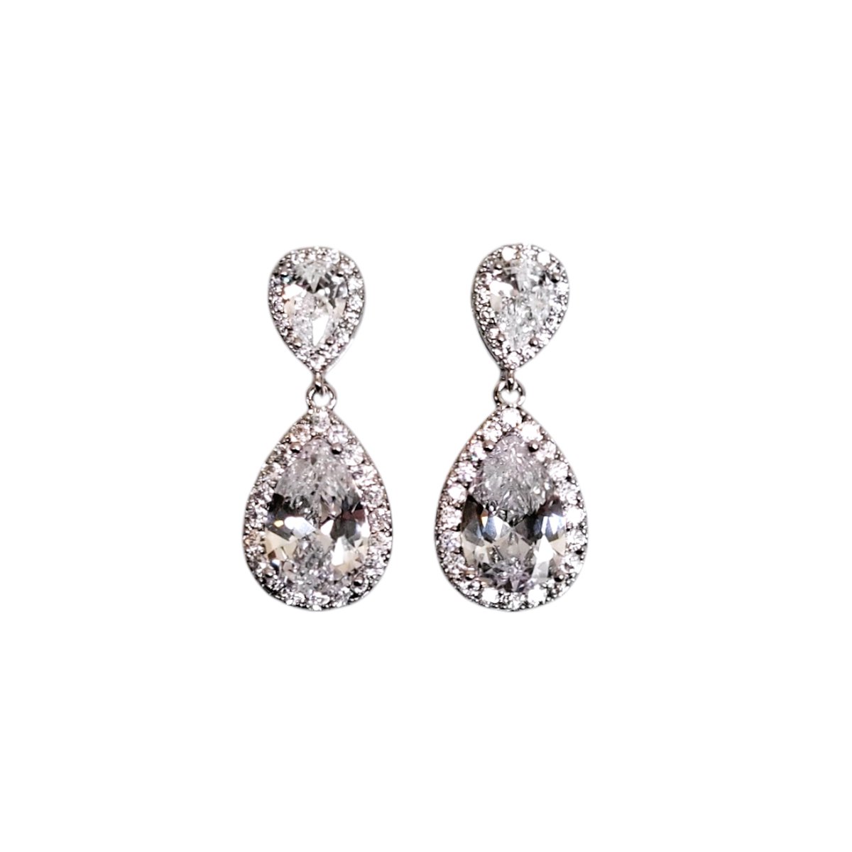 VILLA COCO Bridal A - Bruidsoorbellen diamant - Lichtgewicht - Dames oorhangers - Bruidssieraad - Trouwen - Zilver