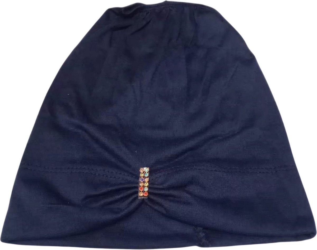 Ibramani – Jannita Pailletten Inner Hijab – Muts – Hoofddeksel - Hoofddoek - Tulband – Haarband – Tulband Cap – Head wrap - Damesmutsen – Hoofdwear - Ramadan - Ied ul Fitr - Suikerfeest – Navy Blue