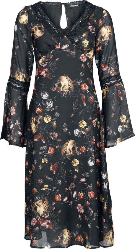 Jawbreaker Garden Of Skull Midi Chiffon Dames Medium-lengte jurk - M