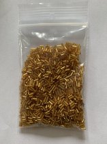 Staafjes, glas,  goudkleurig, ca. 4 mm lang, 100 gram