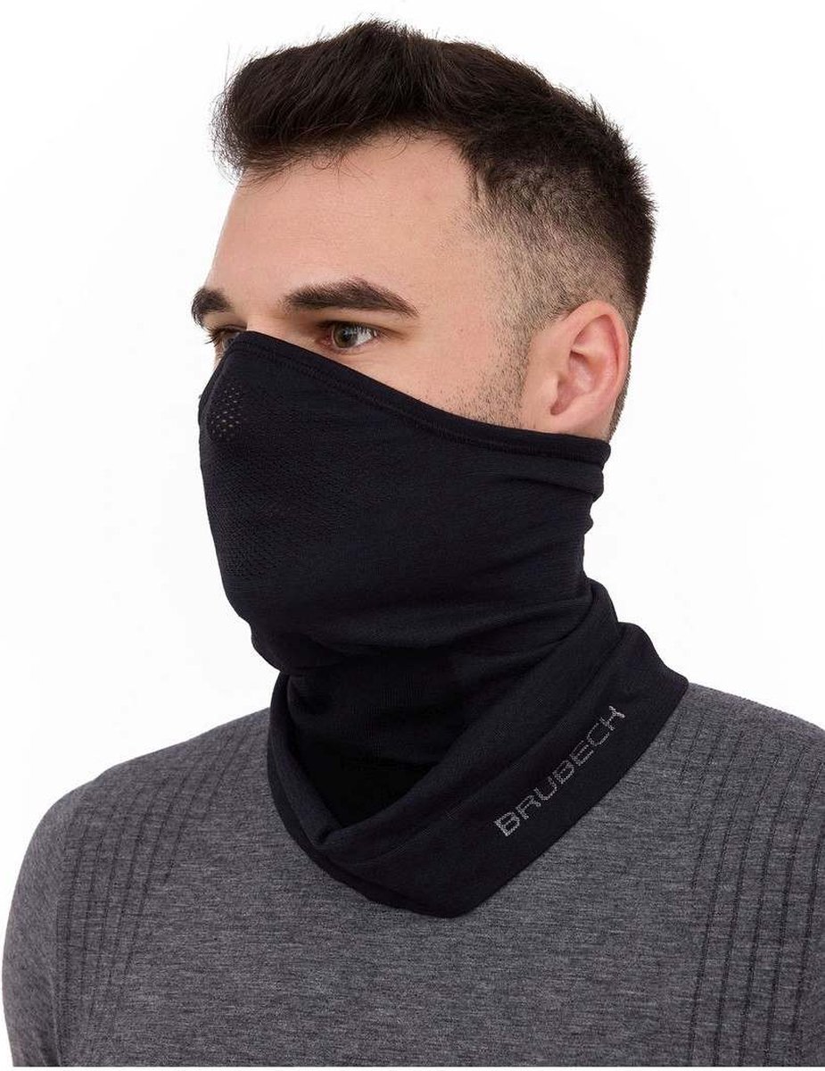Brubeck Halve Bivakmuts / Half Balaclava – Hoogwaardige Merino Wol Blend – Night Zwart L/XL – Unisex