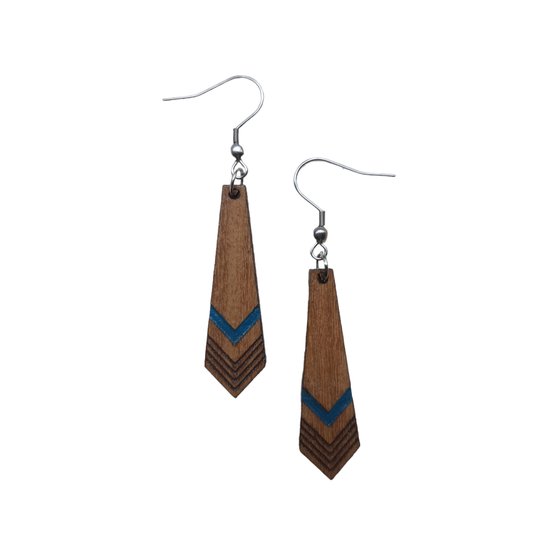 Spirit&Pine - Nova - Boucles d'oreilles en bois - Boucles d'oreilles pendantes bohèmes - Boucles d'oreilles géométriques - Boho chic - Afromosia