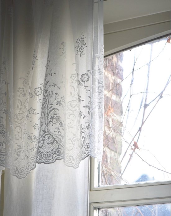 Rideau court | Lena - Dentelle Brodée - Wit Cassé - 60x80 - Pimlico