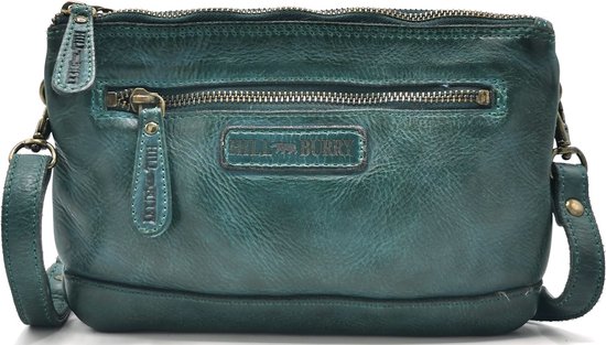 Sac à bandoulière Hillburry avec compartiments en Cuir lavé pétrole - (LxHxP) environ 22 cm x 15 cm x 2,5 cm.