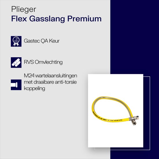 Plieger Flex flexibele RVS premium - gasslang - 200cm - Gastec van Plieger — afbeelding 2