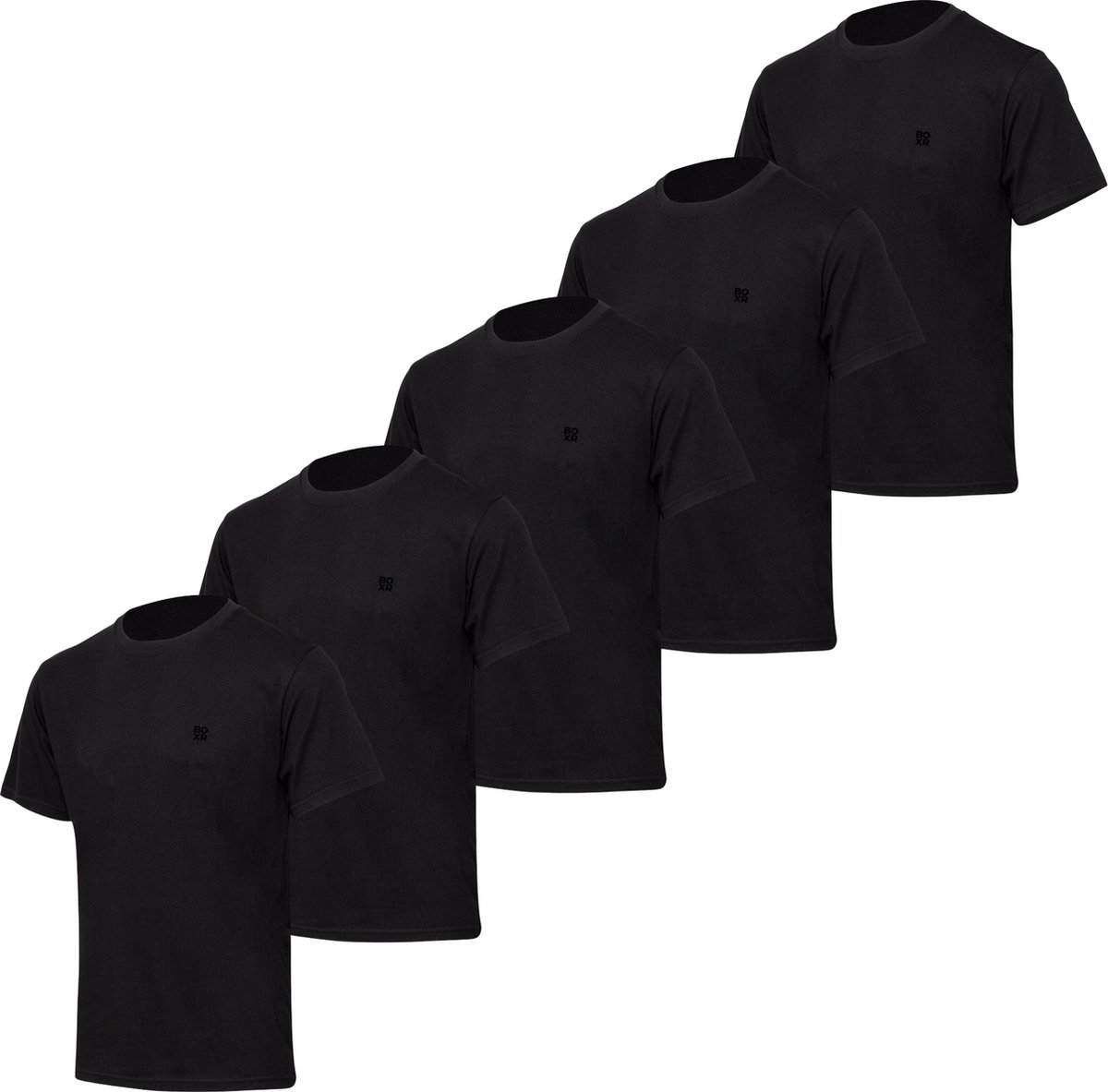 BOXR Underwear - T Shirt Heren - Regular Fit - Bamboe & Biologisch Katoen - 5-Pack Zwart - Ronde Hals - Zijdezacht & Ademend