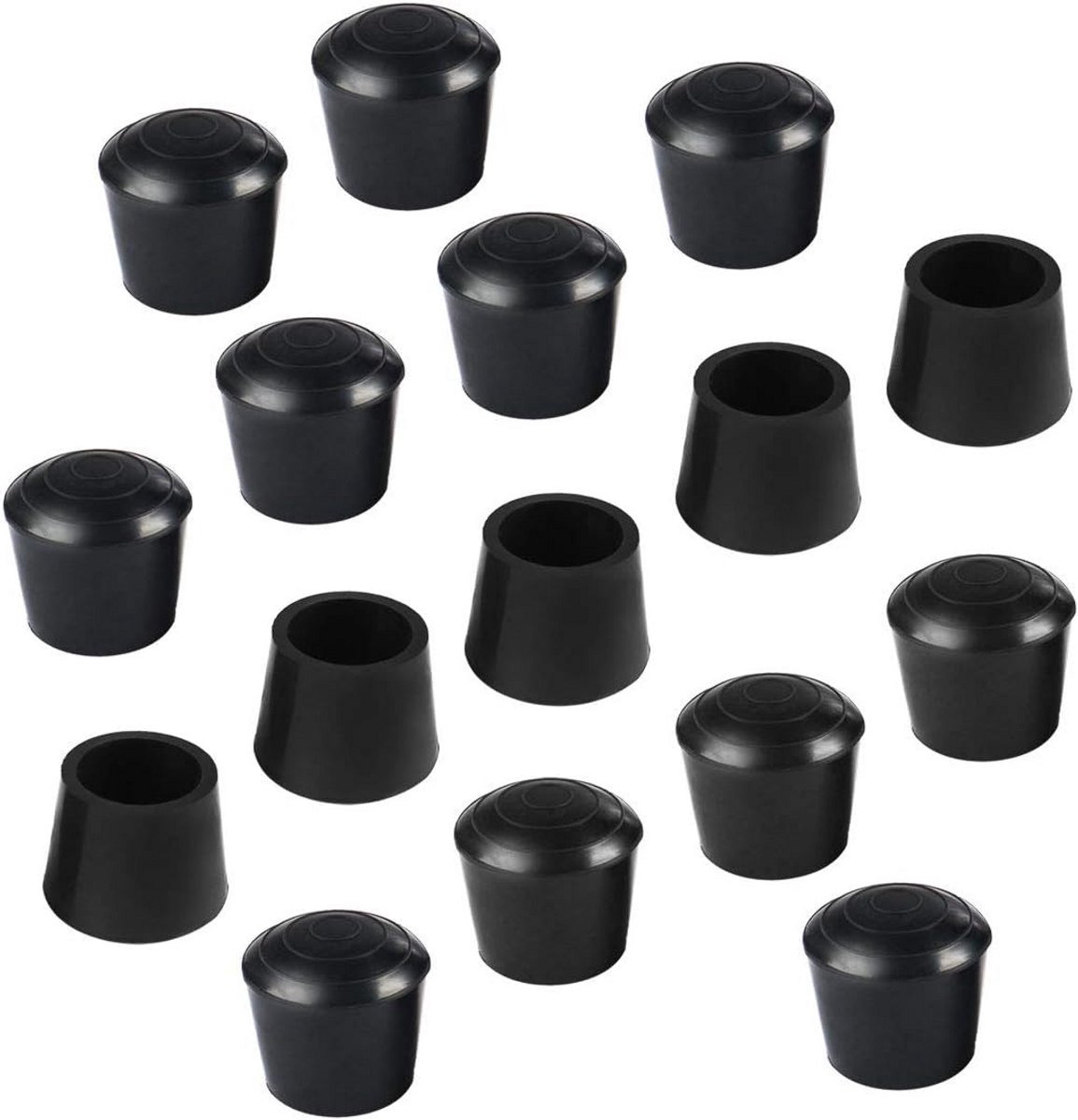 16x Zwarte Rubberen Stoelpoten Doppen 12mm Binnendiameter Beschermers voor Meubels