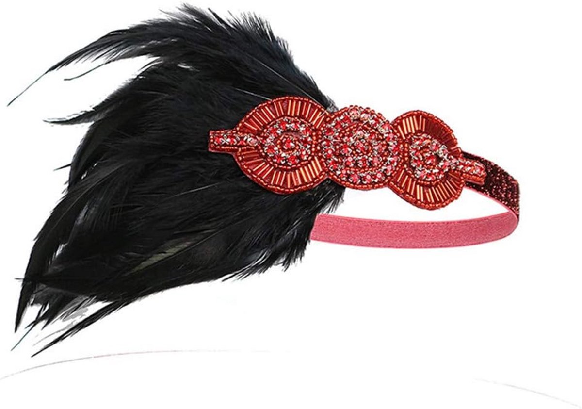 Hoofdband Dames 1920s Flapper Stijl Veren Gatsby Accessoire