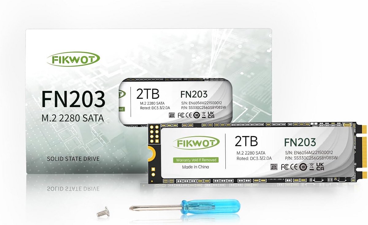 Interne M.2 2280 SATA SSD 2TB voor Ultrabooks en Mini PC's