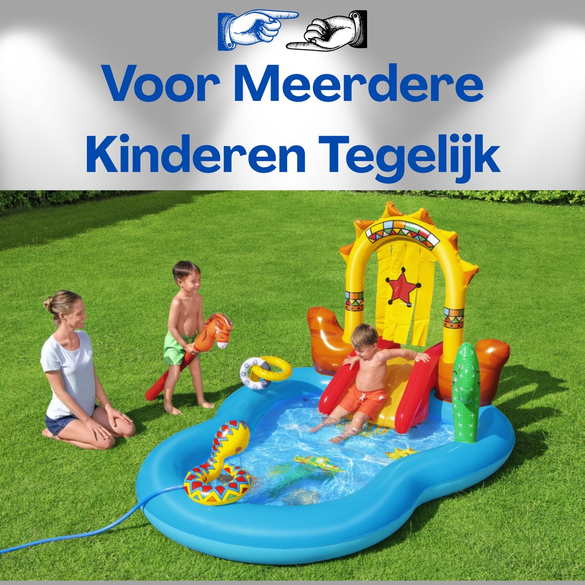 Bestway Opblaasbaar Waterpark 264x188x140 cm - Speelgoed 2 jaar - Kinder Zwembad met Glijbaan, Slang Waterfontein, Ringwerpspel en Cactus - PVC Waterspeelcentrum 278L - Voor Meerdere Kinderen - Inclusief Reparatiepatch Met Ebook — afbeelding 7