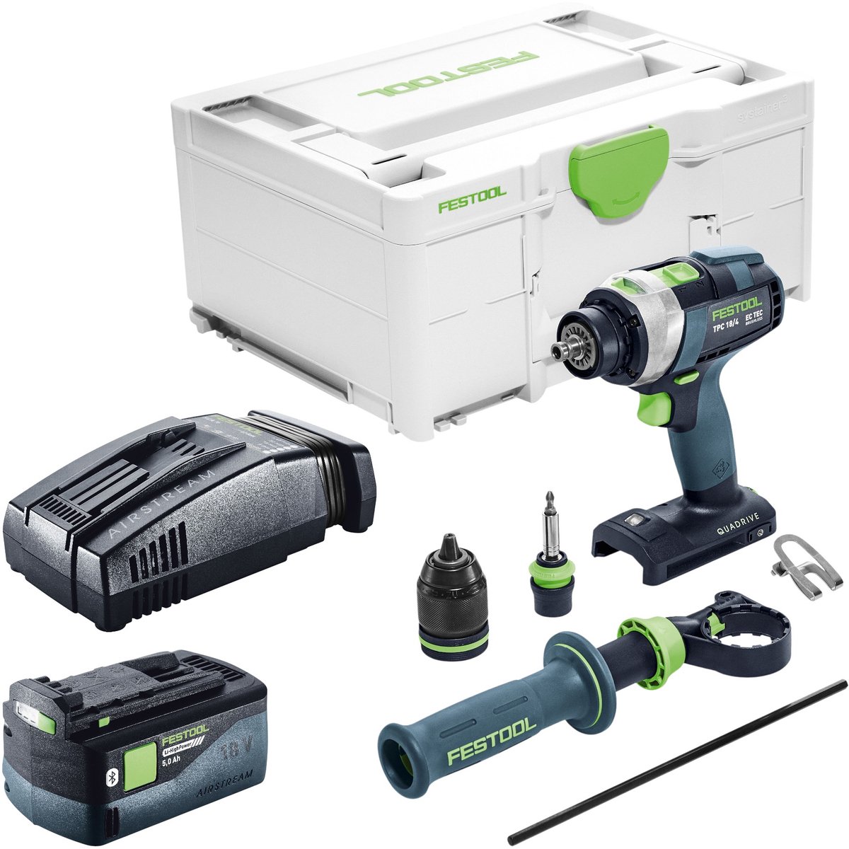 Festool TPC 18/4-Basic accu-slagboormachine 18 V 75 Nm + 1x accu 5,0 Ah + snellader + Systainer