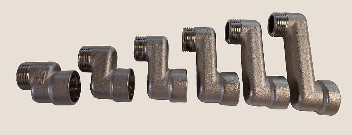 Universele Radiatorkoppelset S-Aansluiting 1/2 Inch Inwendig op Uitwendig met Excentrische Stelstukken