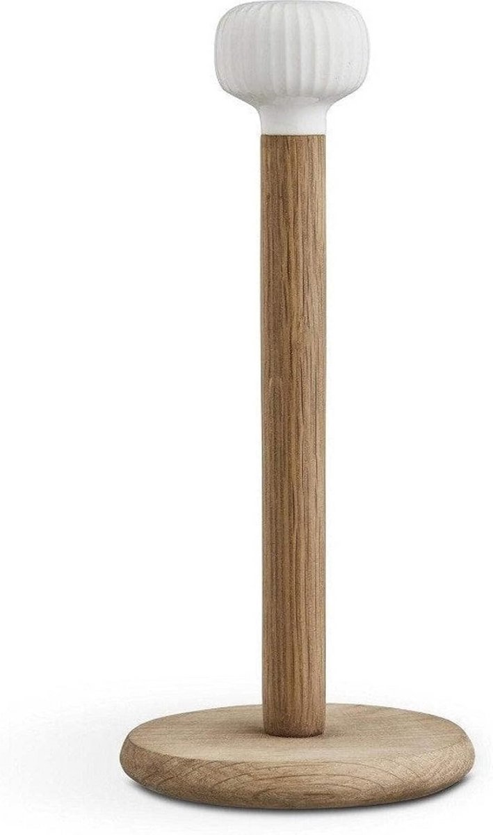 Keukenrolhouder van keramiek en hout, met magneetsysteem