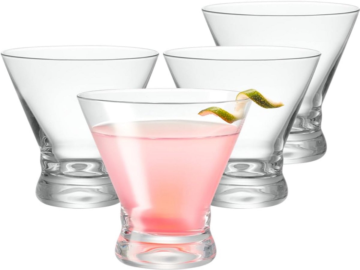 Set van 4 Steelglazen voor Martini en Cocktail - 240 ml