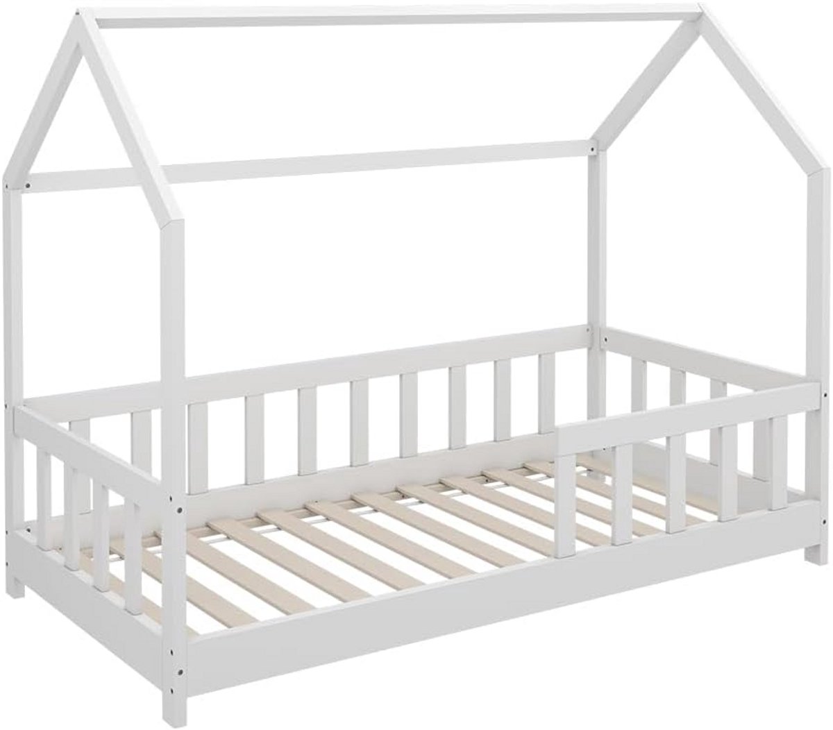 Huisbed Kinderbed Wit 80x160 cm met Valbeveiliging