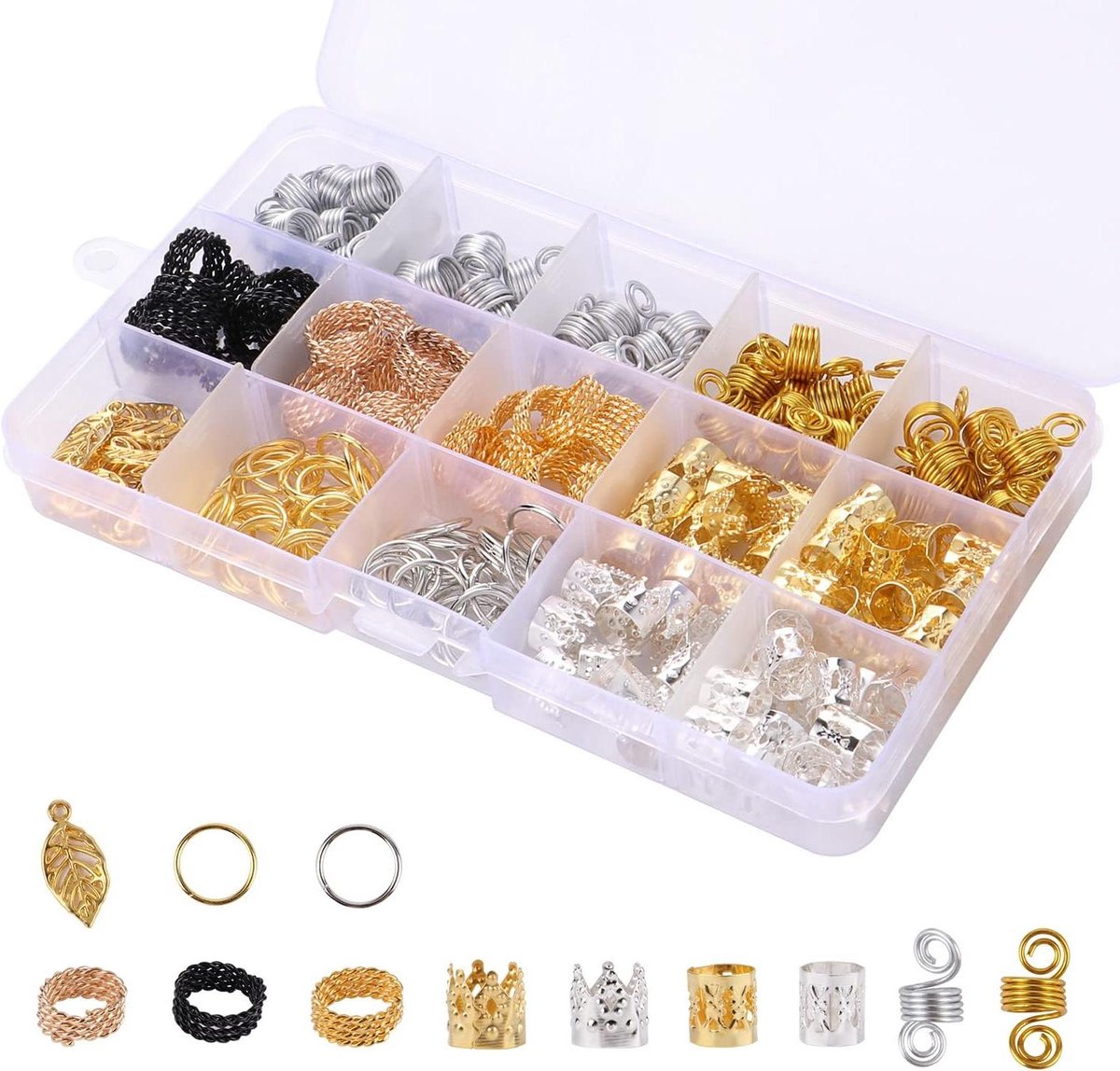 200 stuks metalen haarringen voor vlechten - Vikings - Goudkleurige Dreadlocks accessoires